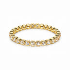 Women's Gold-Toned White Crystal Stone-Studded Stretchable Tennis Bracelet