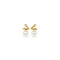 Women's Gold-Toned Contemporary Twisted Design Pearl Drop Earrings