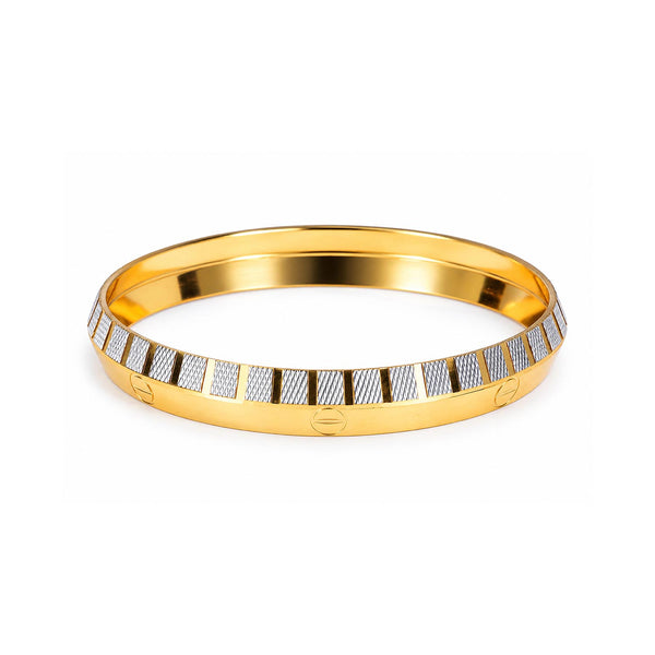Gold & Silver Textured Bangle Bracelet