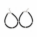 Women's Black Beaded Anklet Set with Silver-Tone Accents