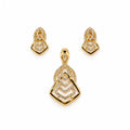 Gold-Toned Geometric Crystal-Studded Pendant & Earrings Set