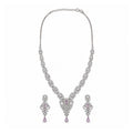 Women's Elegant Silver-Toned Pink  Necklace