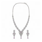 Women's Elegant Silver-Toned Pink  Necklace