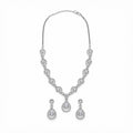 Women's Elegant Silver-Toned White Necklace Set