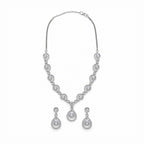 Women's Elegant Silver-Toned White Necklace Set