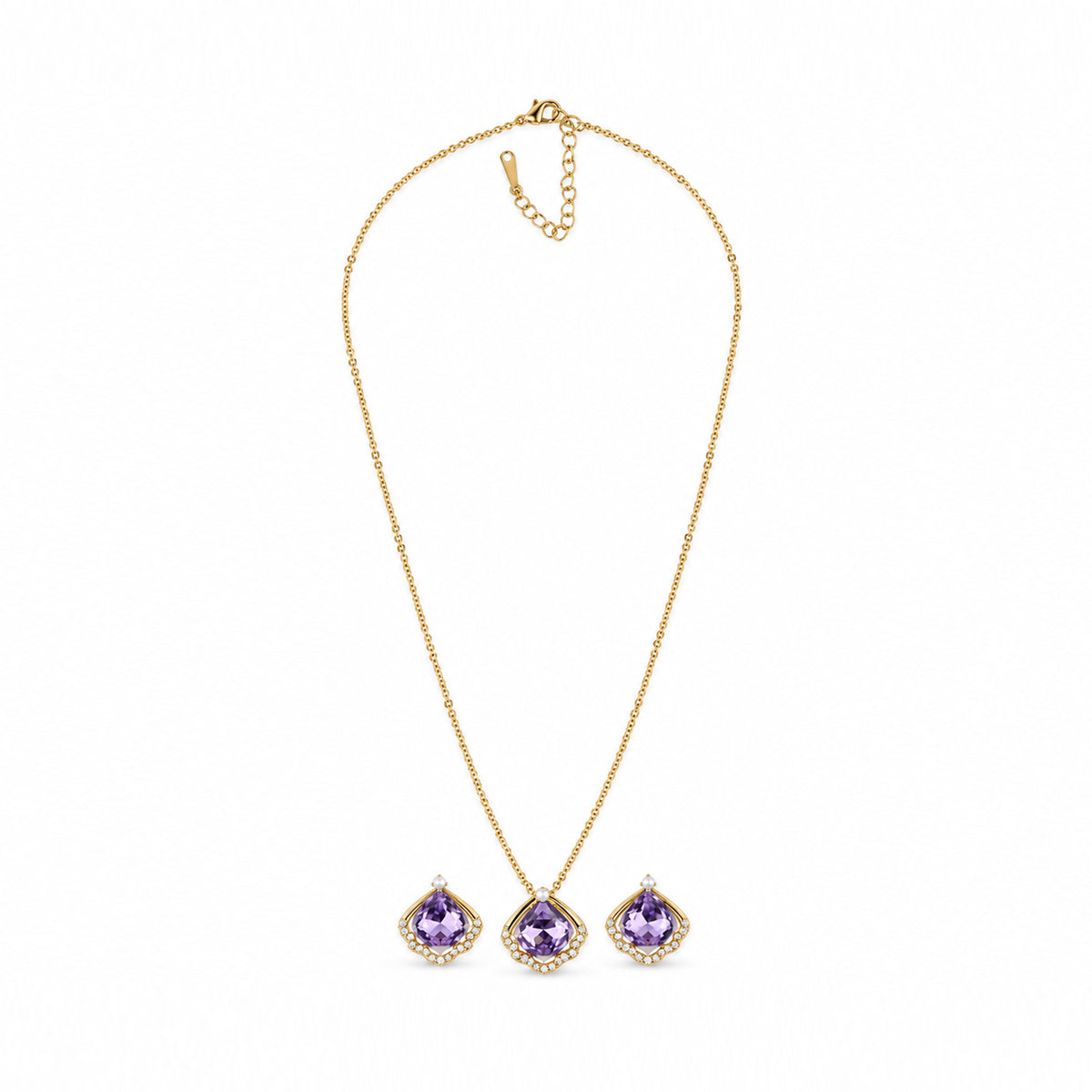 Gold-Toned Purple Stone-Studded Necklace