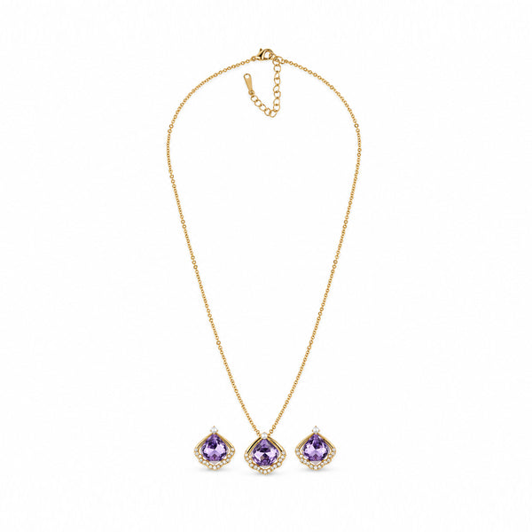 Gold-Toned Purple Stone-Studded Necklace