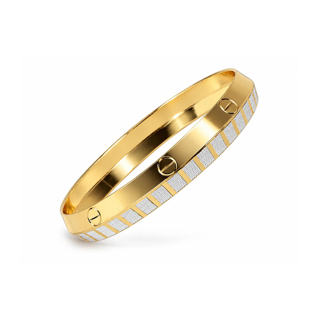 Gold & Silver Textured Bangle Bracelet