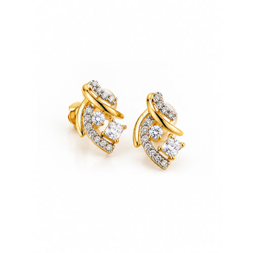 Gold Crystal Leaf Stud Earrings