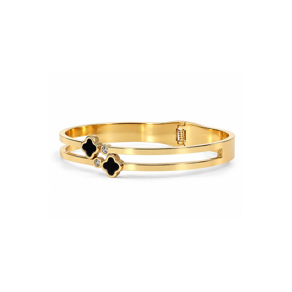Gold Clover Open Cuff Bracelet for Women