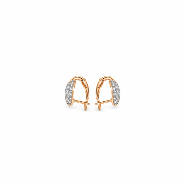 Women's Elegant Gold-Toned Pave Crystal-Studded Triangle Drop Earrings