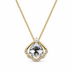 Gold-Toned White Stone-Studded Pendant Necklace