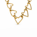 Women's Elegant Gold-Toned Interlinked Heart Design Chunky Chain Necklace