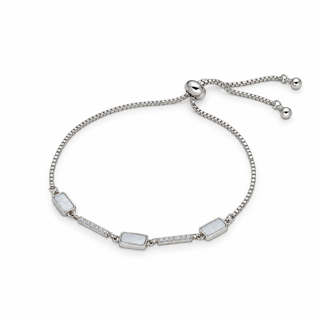 Women's Elegant Silver-Toned Rectangular Bracelet