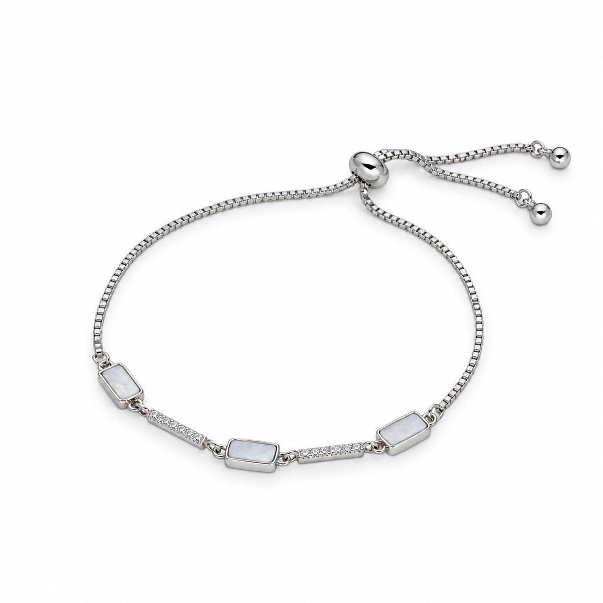 Women's Elegant Silver-Toned Rectangular Bracelet