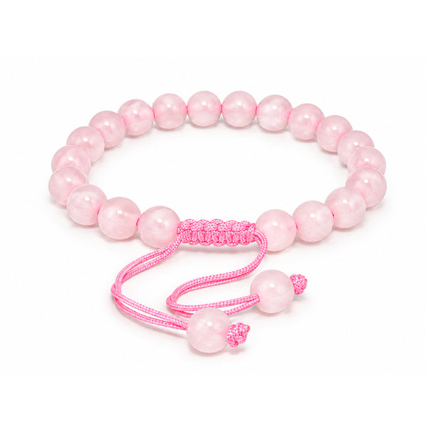 Natural Rose Quartz Crystal Beaded Bracelet for Men & Women