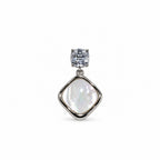 Silver-Toned Crystal Studded Mother of Pearl Look Geometric Drop Earrings