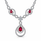 Silver-Toned Ruby Red Stone-Studded Necklace