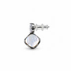 Elegant Silver-Toned Crystal Stud & Mother-of-Pearl Drop Earrings