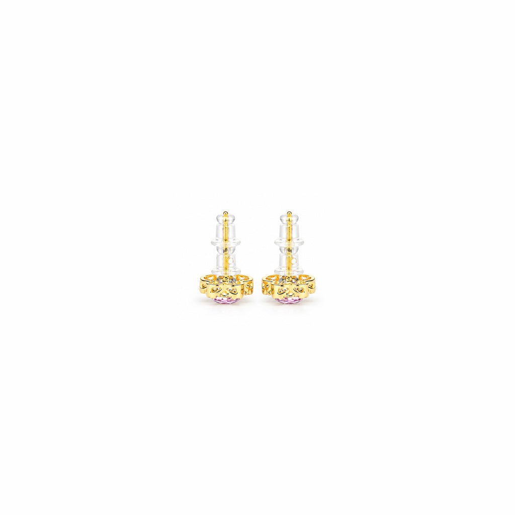 Women’s Gold-Toned Pink Crystal Floral Stud Earrings