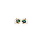 Women's Gold-Toned Multicoloured Oval Stone-Studded Pearl-Effect Statement Stud Earrings