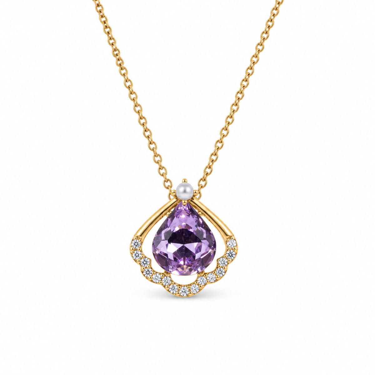 Gold-Toned Purple Stone-Studded Necklace