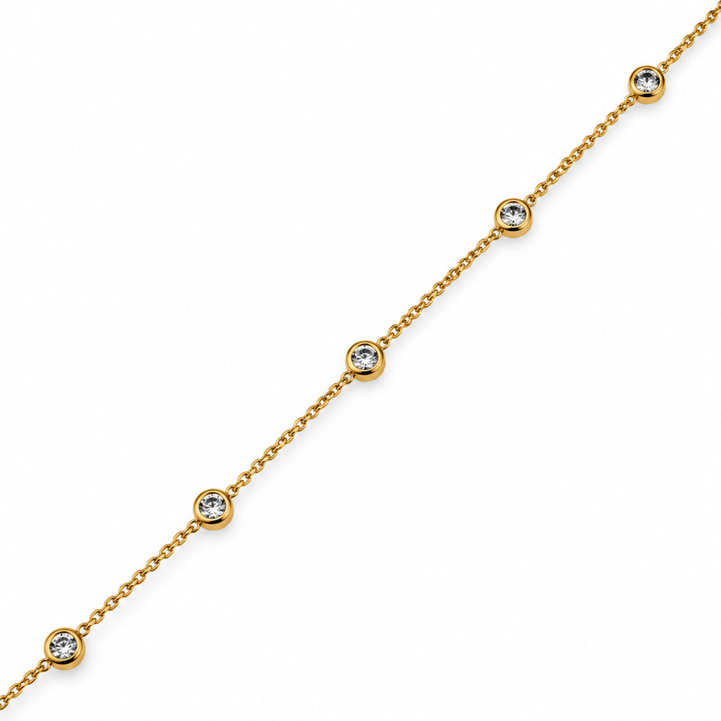 Women Gold-Toned Stone Studded Delicate Chain Bracelet
