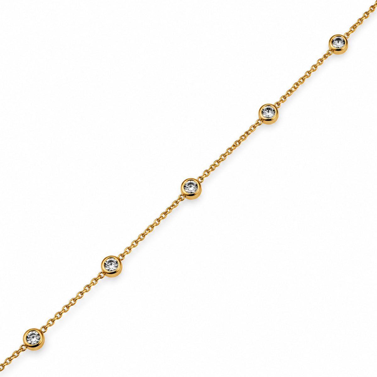 Women Gold-Toned Stone Studded Delicate Chain Bracelet