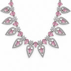 Women's Elegant Silver-Toned PinkNecklace