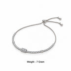 Women's Elegant Silver-Toned Crystal-Studded  Bracelet
