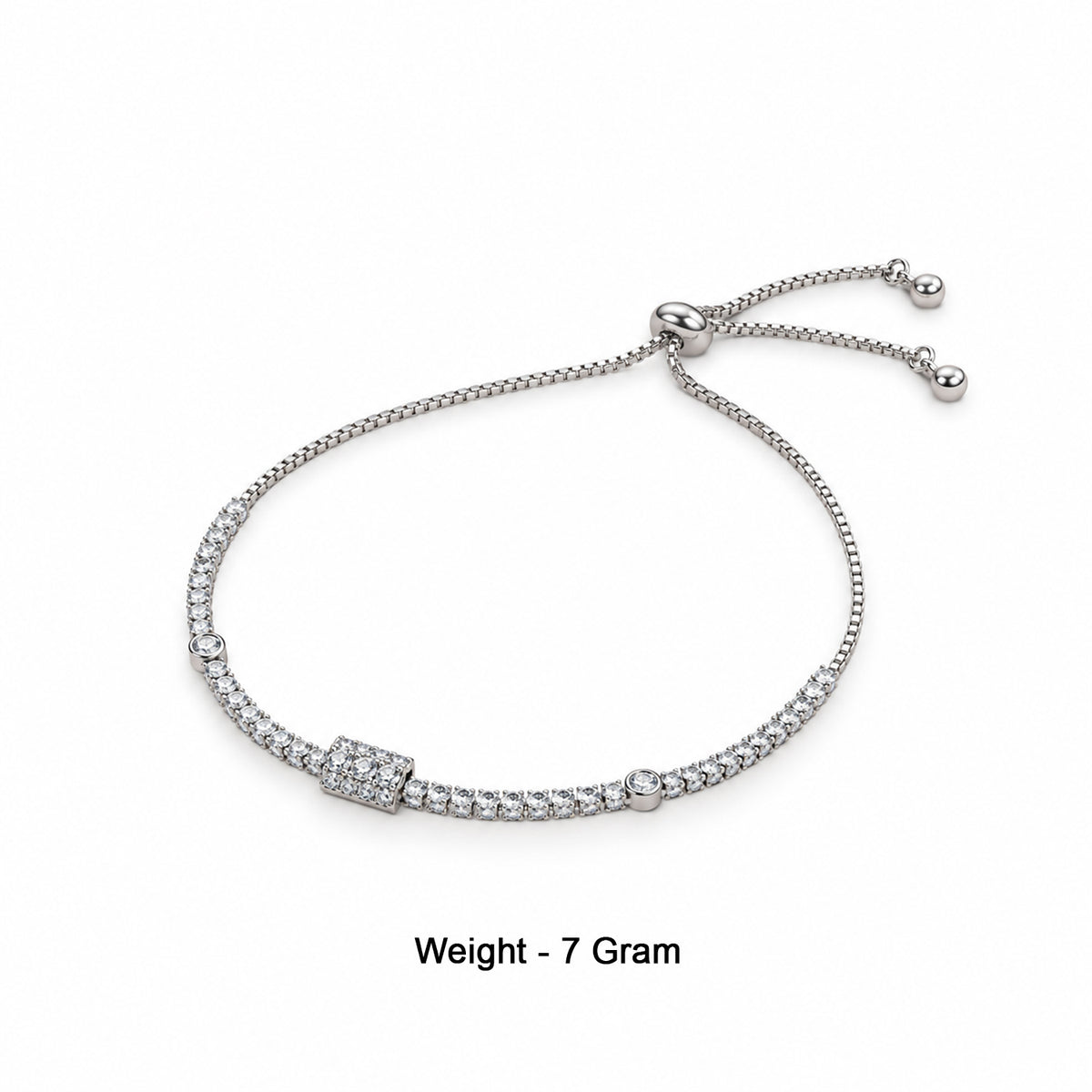 Women's Elegant Silver-Toned Crystal-Studded  Bracelet
