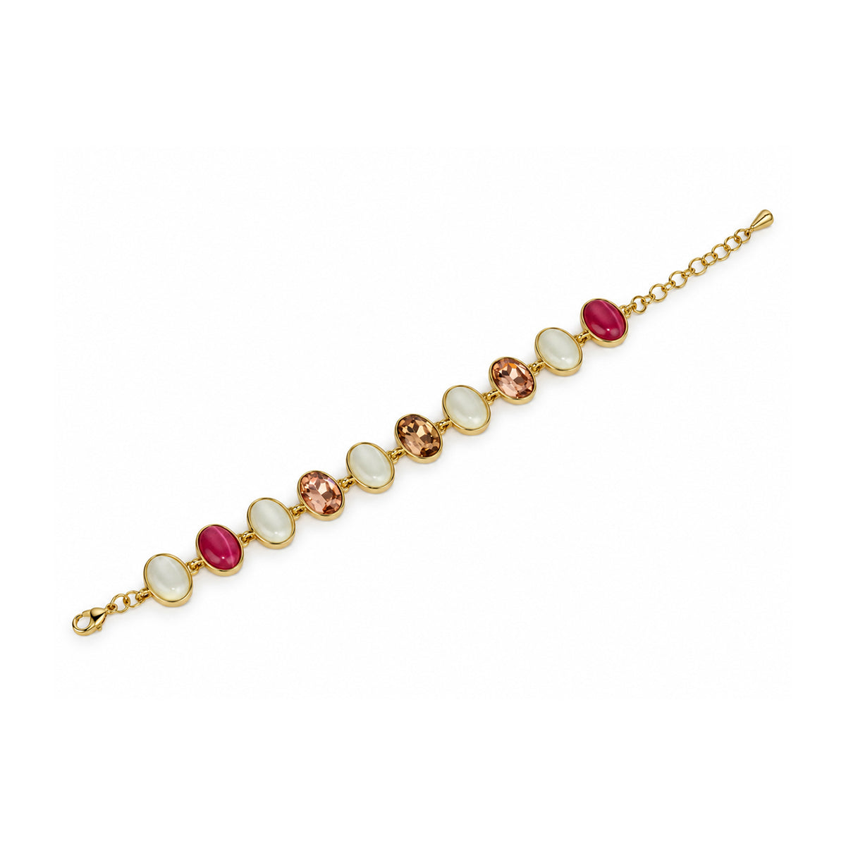 Women’s Elegant Multicolor Crystal Oval Link Bracelet