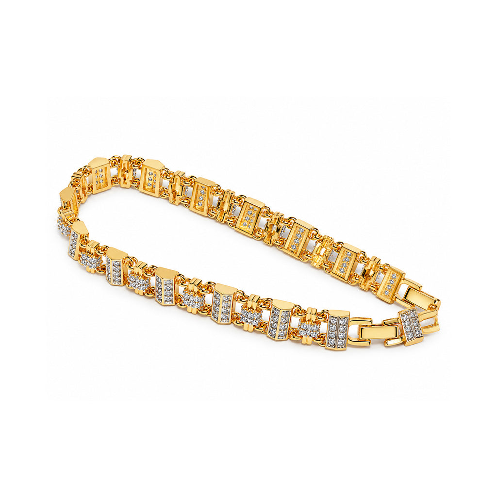 Men’s Gold-Toned Crystal Studded Link Bracelet