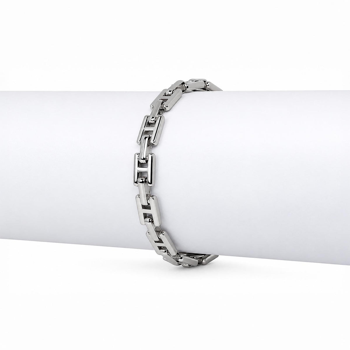 Silver Geometric Link Bracelet
