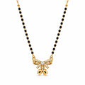 Gold-Toned Black Beaded Mangalsutra Butterfly AD