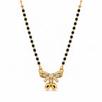 Gold-Toned Black Beaded Mangalsutra Butterfly AD