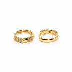 Gold-Toned Crystal Studded Geometric Huggie Hoop Earrings