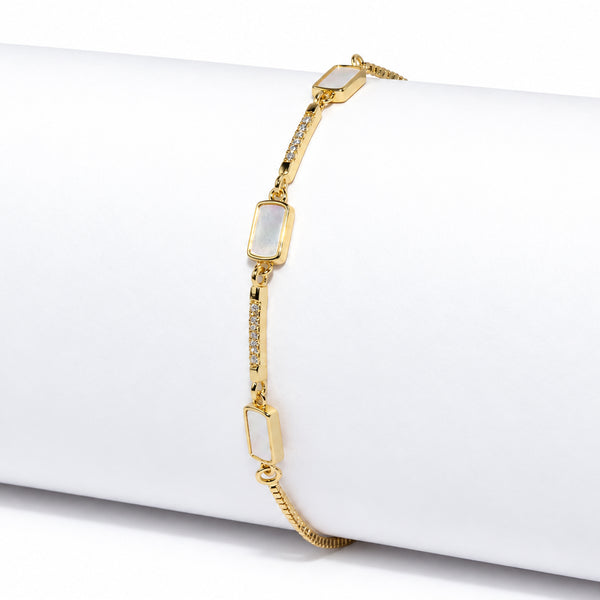 Women's Elegant Gold-Toned White Bracelet