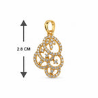 Elegant Gold-Toned Floral Swirl Crystal-Studded Pendant & Earrings Jewellery Set