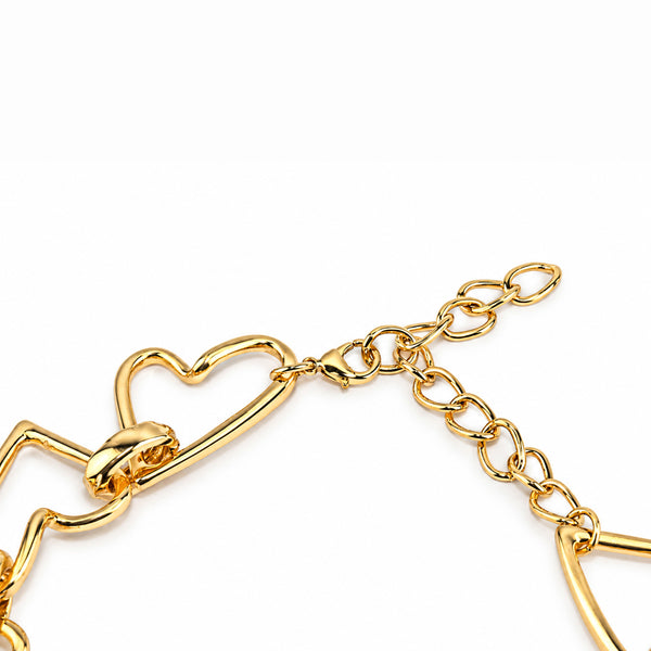 Women's Elegant Gold-Toned Interlinked Heart Design Chunky Chain Necklace