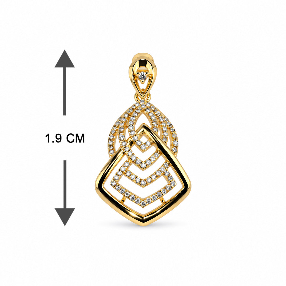 Gold-Toned Geometric Crystal-Studded Pendant & Earrings Set