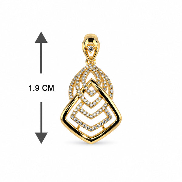 Gold-Toned Geometric Crystal-Studded Pendant & Earrings Set