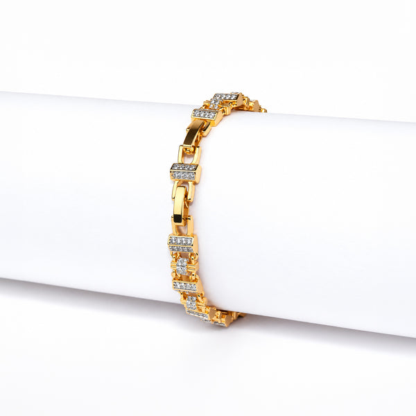 Men’s Gold-Toned Crystal Studded Link Bracelet