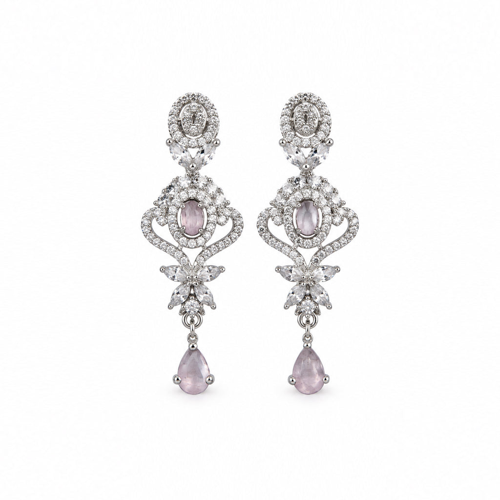 Women's Elegant Silver-Toned Pink  Necklace