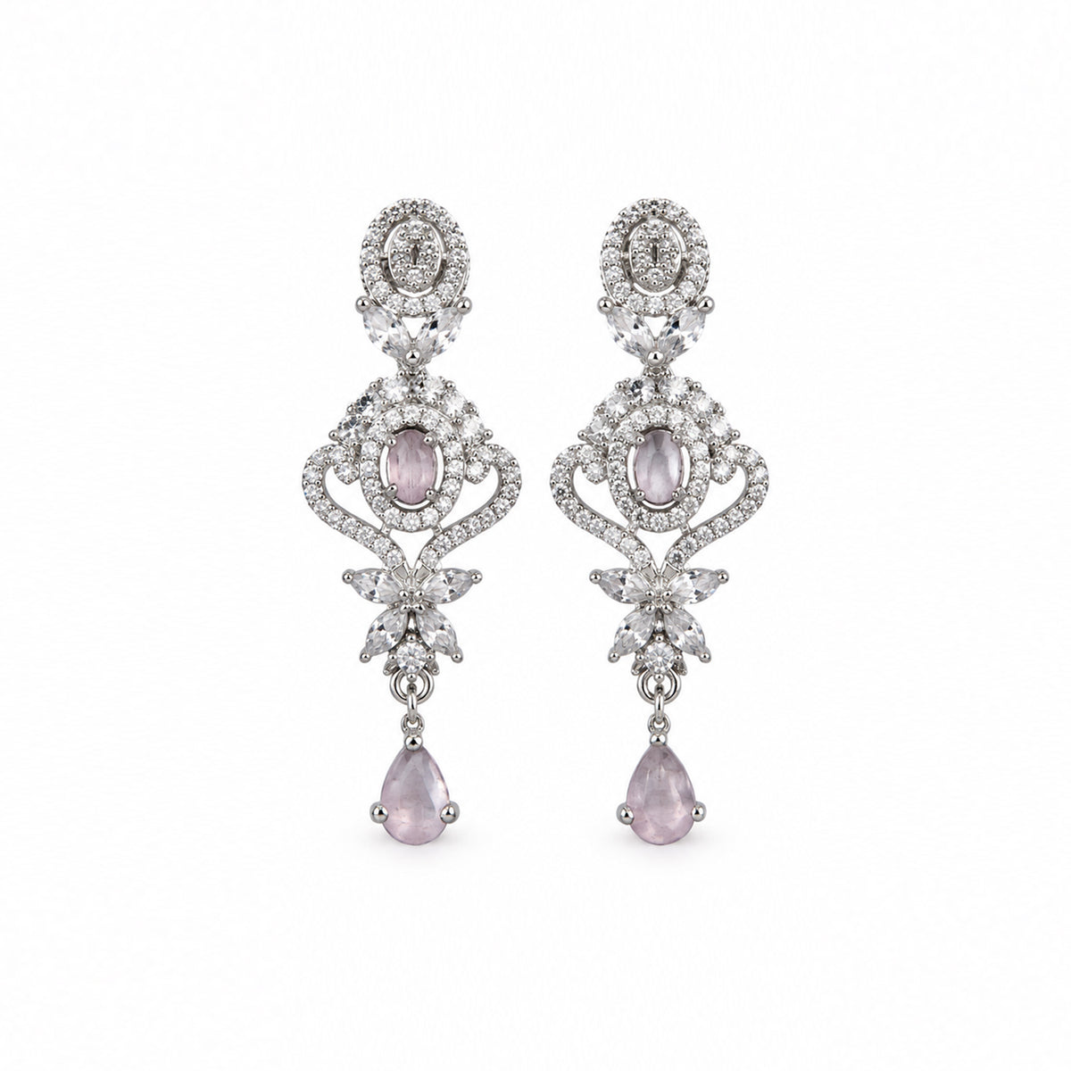 Women's Elegant Silver-Toned Pink  Necklace