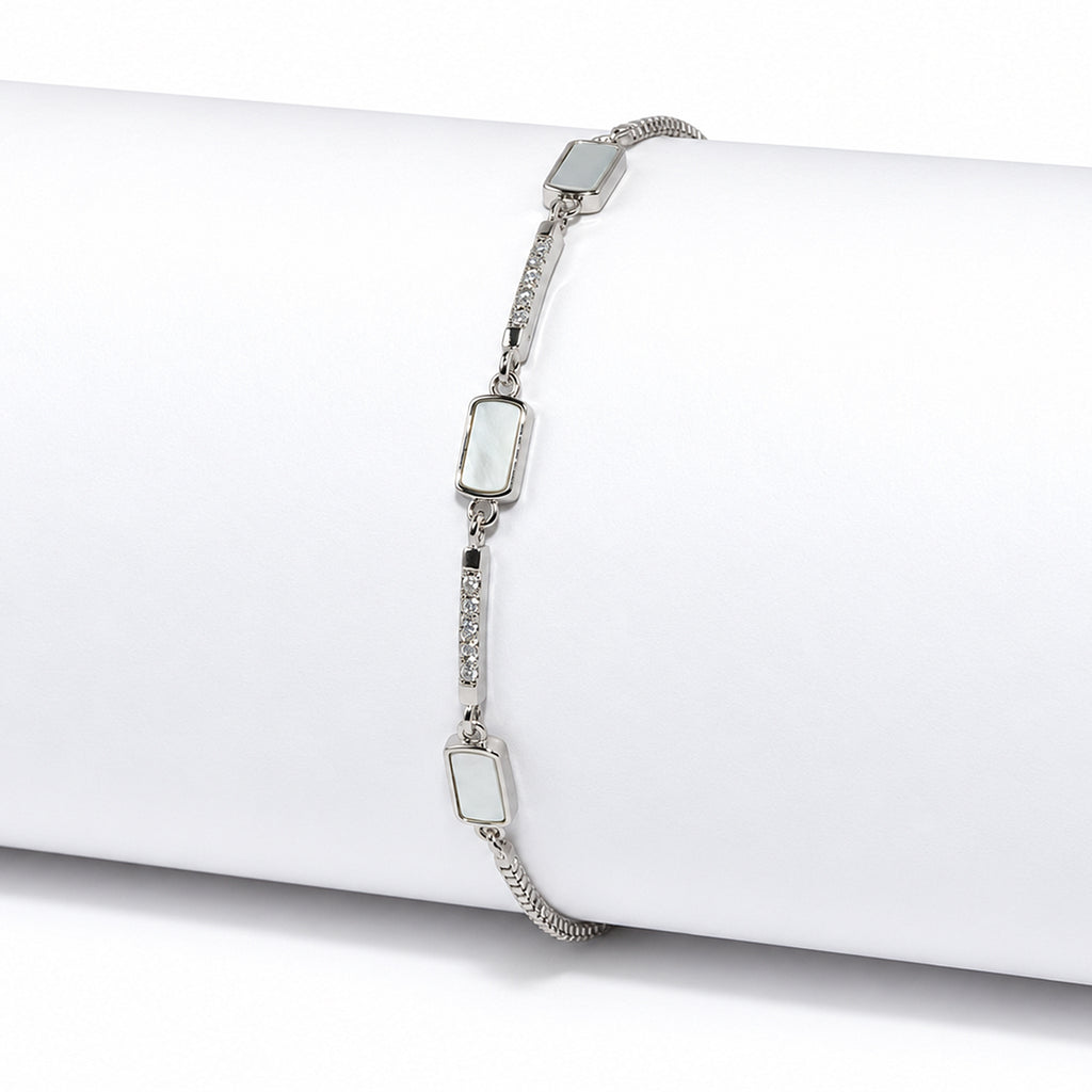 Women's Elegant Silver-Toned Rectangular Bracelet
