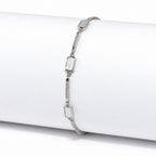 Women's Elegant Silver-Toned Rectangular Bracelet