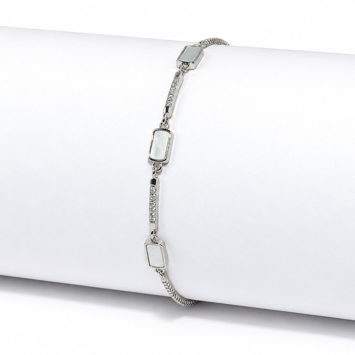 Women's Elegant Silver-Toned Rectangular Bracelet