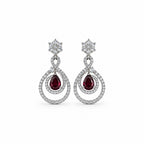 Women's Elegant Silver-Toned Red & Green Stone-Necklace
