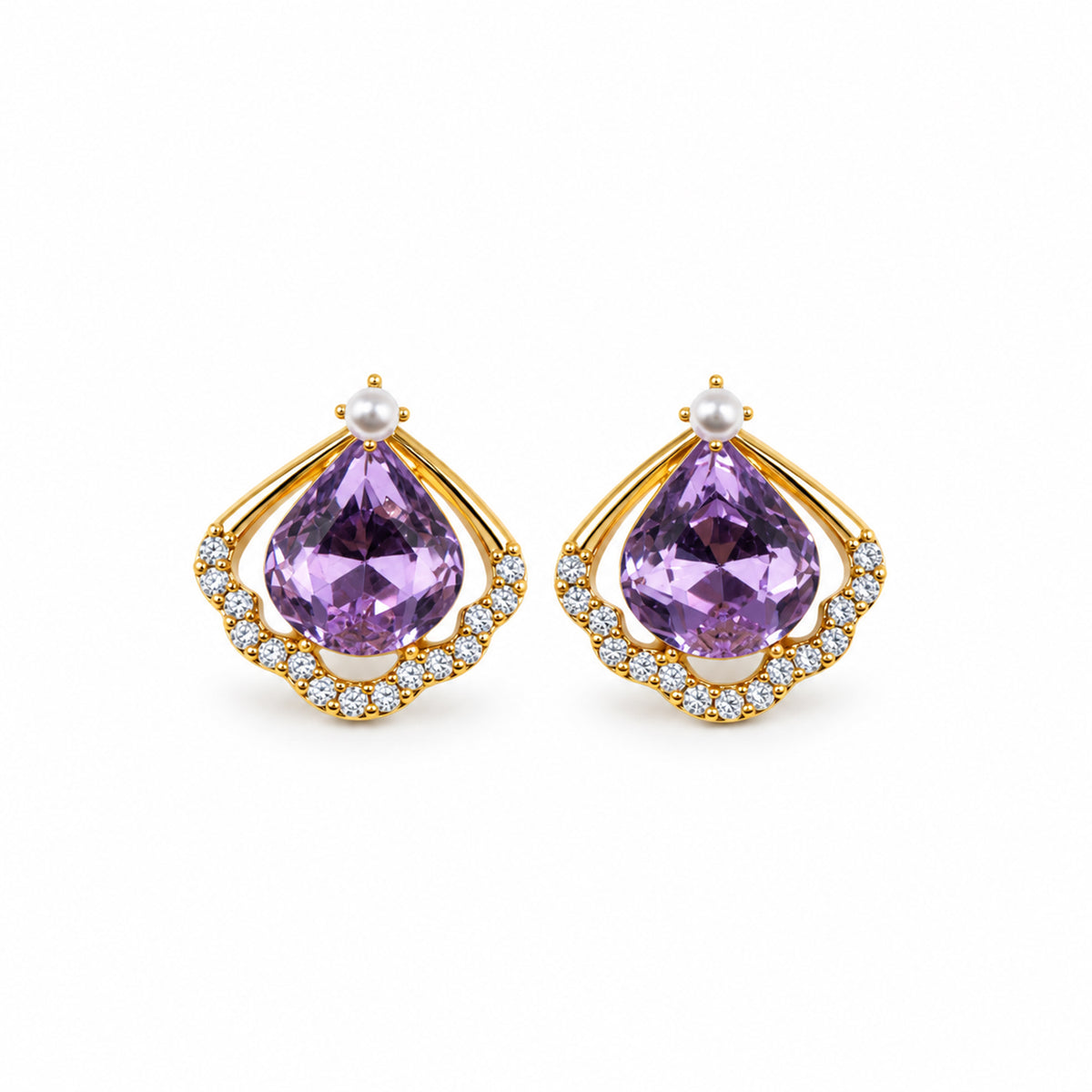 Gold-Toned Purple Stone-Studded Necklace